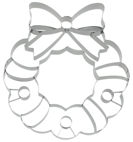 Ausstechform - Weihnachtskranz / Türkranz XXL,  18 cm mit Innenprägung - Edelstahl